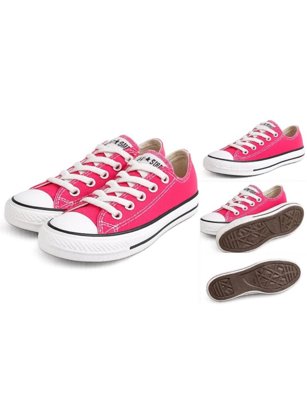 Converse Chucks All Star Low Top Sneakers Red Canvas Lace Up Pull On Womens 8